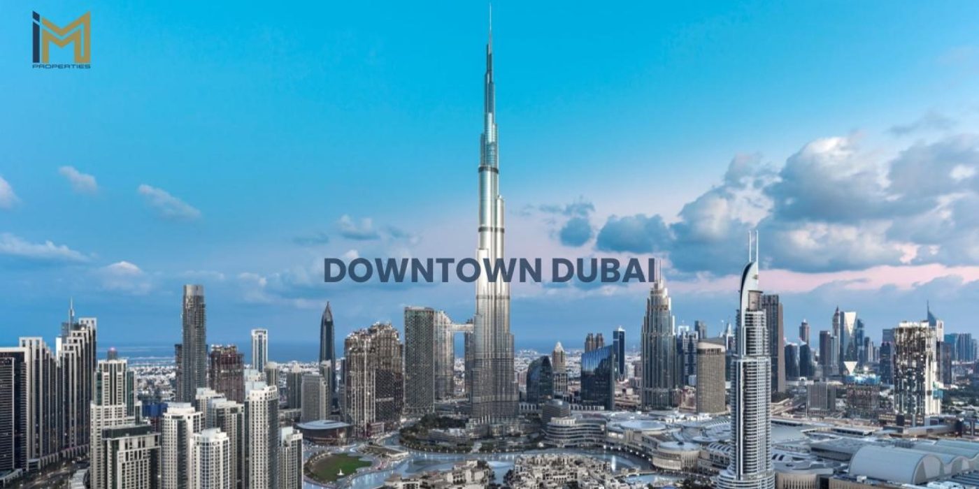 Stunning skyline view of Downtown Dubai featuring the iconic Burj Khalifa, surrounded by modern skyscrapers under a clear blue sky