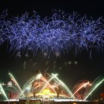 Fireworks display at the Dubai Shopping Festival 2024, showcasing vibrant colors and festive celebrations during the DSF's 30th anniversary