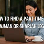 a girl searching on web on how to find job legally in ajman or sharjah