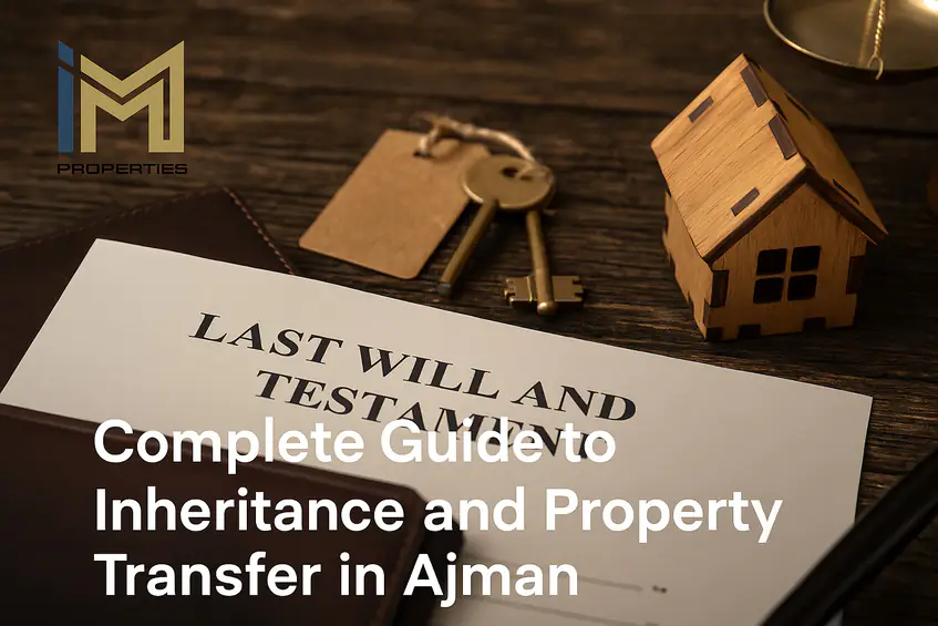 IM Properties branded blog thumbnail featuring a background symbolizing property inheritance, with the IM Properties logo positioned in the top-left corner. The design uses real estate imagery such as estate documents, keys, and a symbolic house silhouette with a warm, professional color palette